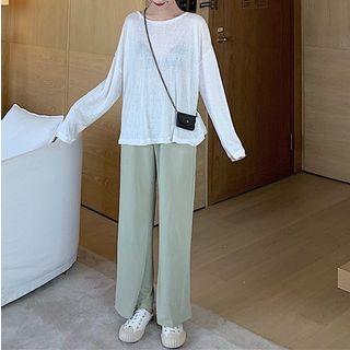 Plain Long-sleeve T-shirt / Plain Straight-cut Pants