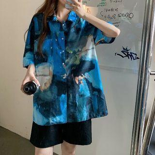 Short-sleeve Tie-dyed Oversized Shirt