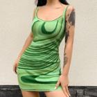 Print Bodycon Knit Spaghetti-strap Dress