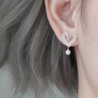 Rhinestone Heart Faux Pearl Dangle Earring 1 Pair - Rhinestone Heart Faux Pearl Dangle Earring - Silver - One Size