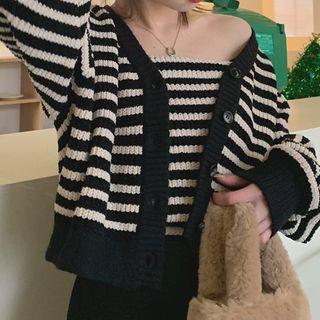 Set: Bandeau + Striped Cardigan
