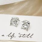 Dolphin Rhinestone Alloy Earring E3594 - 1 Pair - Silver - One Size