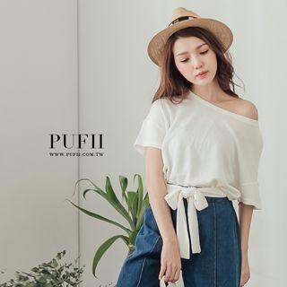 Tie-waist Plain Top