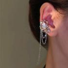 Rhinestone Chain Ear Cuff 1 Pair - Silver - One Size