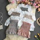 Elbow-sleeve Lace Panel Floral Print Blouse