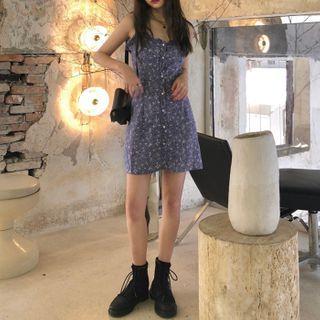 Floral Print Pinafore Dress Purple - One Size