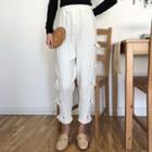 Straight-fit Cropped Lace-up Knit Pants