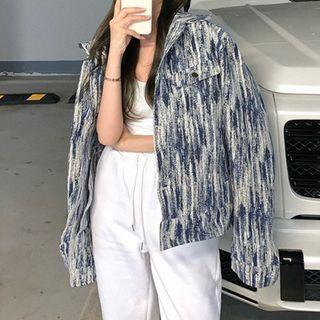 Print Denim Jacket / Plain Camisole Top