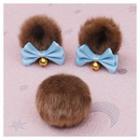Set : Cosplay Bear Ear Bow Chenille Hair Clip + Tail