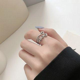 925 Sterling Silver Twisted Hoop Layered Open Ring 1 Pc - Silver - One Size