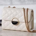 Chain Quilted Flap Crossbody Bag Milky White - One Size