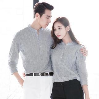 3/4-sleeve Half-placket Shirt