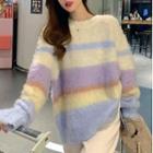 Rainbow Stripe Sweater Stripe - Yellow & Purple - One Size