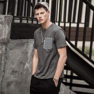 Striped Pocket Short-sleeve T-shirt