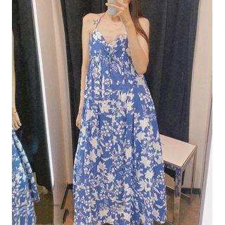 Cross Back Floral Sleeveless Maxi Dress