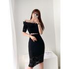 Off-shoulder Cutout Lace Dress