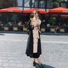 Color Block Double Breasted Trench Coat