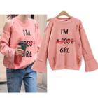 Cold Shoulder Ripped Bell-sleeve Sweatshirt