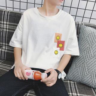 Couple Matching Smiley Elbow-sleeve T-shirt