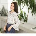 Bell Sleeve Ruffled Floral Top