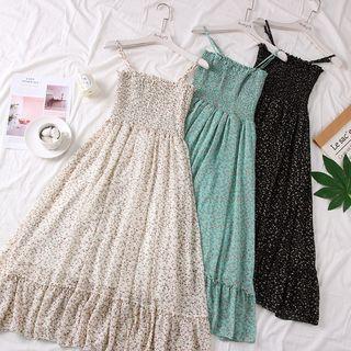 Ruffled Strappy Midi Chiffon Dress