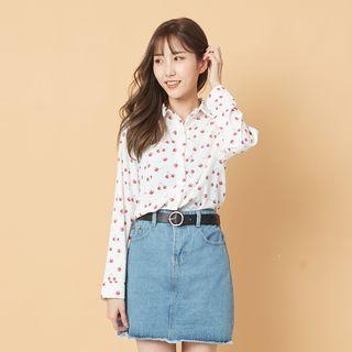 Cherry Print Shirt Off-white - One Size