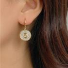 Numerical Alloy Dangle Earring 1 Pair - Gold - One Size