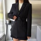 Belt-waist Coat Black - One Size