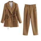 Tie-waist Blazer / Straight-fit Dress Pants