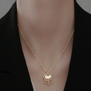 Lock Stainless Steel Pendant Necklace X053 - Gold - One Size