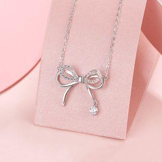 Bow Pendant Sterling Silver Choker 925 Silver - Silver - One Size