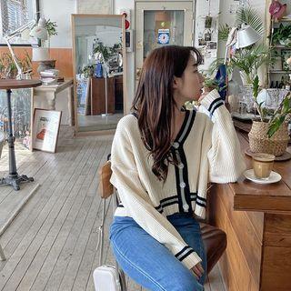 Ringer V-neck Knit Cardigan