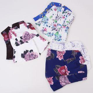 Strapless Floral Ruffle Top