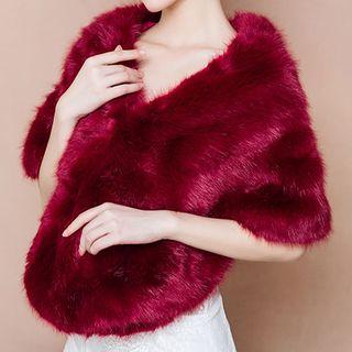 Furry Wedding Cape Dark Rose Pink - One Size