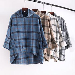 3/4-sleeve Plaid Overhead Shirt