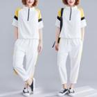 Set: Color Block Short-sleeve Top + Sweatpants