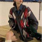 Argyle Cardigan / Denim Shirt Jacket