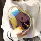 Round Pvc Crossbody Bag With Glitter Pouch Multicolor - One Size