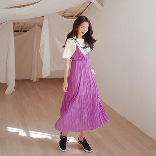 Crinkled Pinafore Maxi Dress