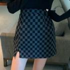 Checkered Mini Pencil Skirt