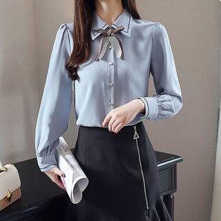 Bow Neck Long Sleeve Blouse