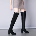 Genuine Suede Block Heel Over-the-knee Boots