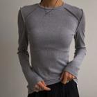 Knit Long Sleeve Round Neck Top