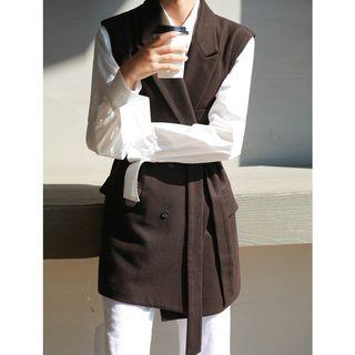 Double-breasted Tie-waist Vest