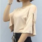 3/4-sleeve Slit-side Knit Top