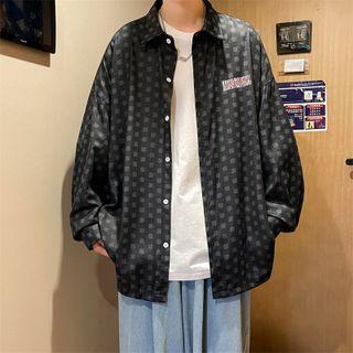 Long-sleeve Letter Print Flower Pattern Shirt