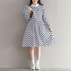 Long-sleeve Striped Collared Dress