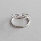 925 Sterling Silver Layered Open Ring Platinum - One Size