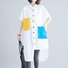 Color Block Short-sleeve Long Shirt