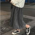 Plaid Midi Skirt As Shown In Figure - One Size